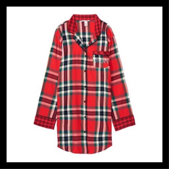 Victoria's Secret Red Flannel Sleep Shirt NWT - Picture 3 of 3